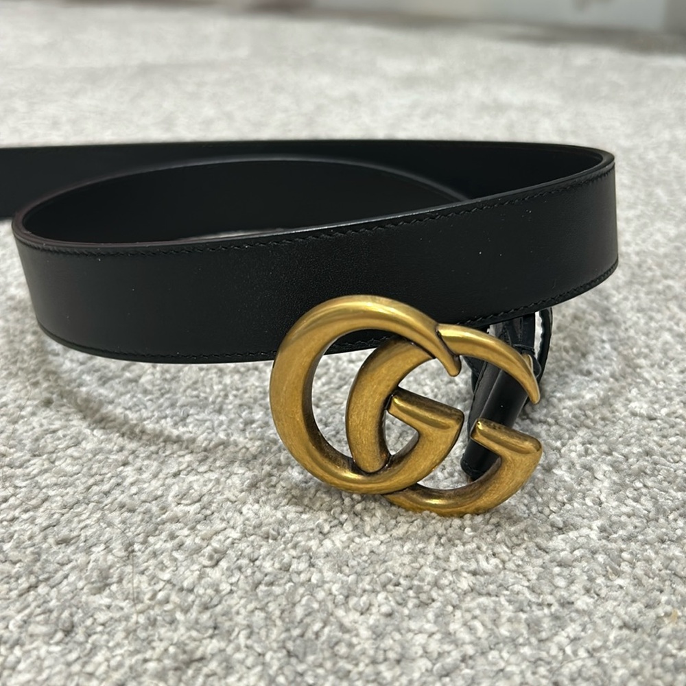 Gucci Double Gold Belt Black Size 80